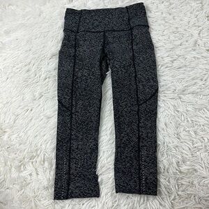 Lululemon Fast & Free Crop II (Nulux 19"") Soundwave Alpine White Black